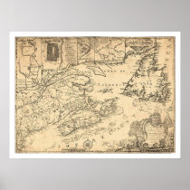 Province of Nova Scotia Canada Map 1776 Poster