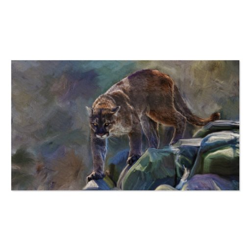 Prowling Cougar Mountain Lion Art Design Business Card Template (back side)