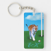 Prowling Tiger and Golf Ball with  Monogram Key Chains