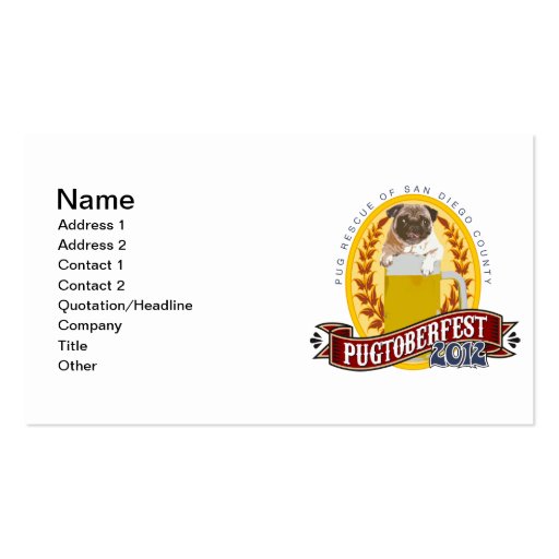 PRSDC Pugtoberfest Logo Business Card Templates (front side)