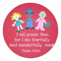 Psalm 139:14 round sticker