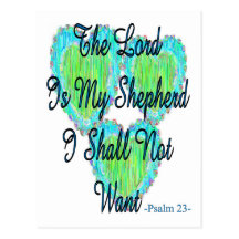 Psalm 23 hearts postcard