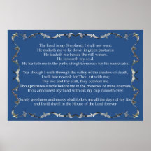 Psalm 23 in a Flying Seagull Border Poster
