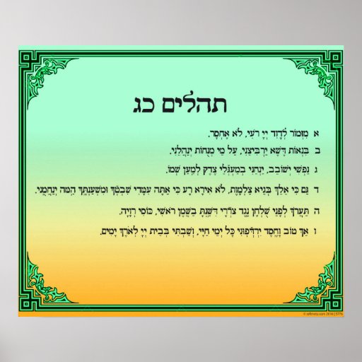 Psalm 23 In Hebrew Large Poster Zazzle