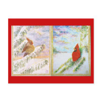 Psalm 23 Male & Female Cardinals postcard