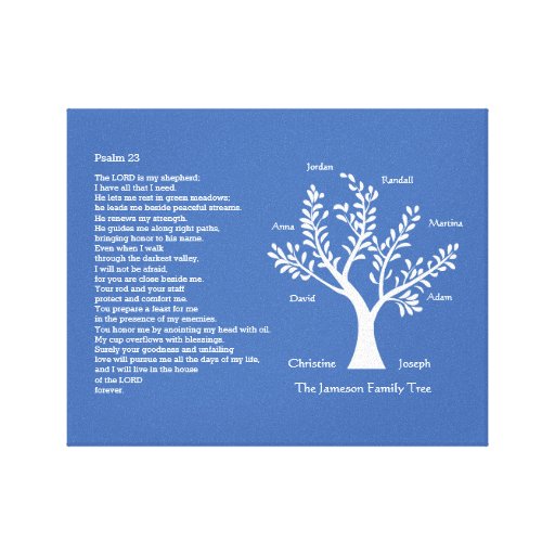 psalm-23-nlt-with-family-tree-canvas-print-zazzle