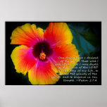 Psalm 27:4 Hibiscus on black Posters