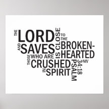 Psalm 34:18 "The Lord is Close" Subway Art Print