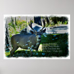 Psalm 42:1 and Deer White Border Posters