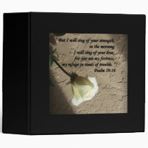 Psalm 59:16 White Rose Binder