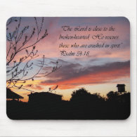 Psalms 24:18 Sunset Encouragement Mouse Pad