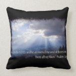Psalms 34:4 on dark throw pillows
