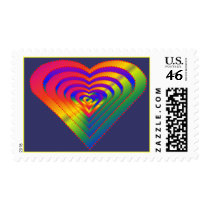 PST 1 RAINBOW HEART WITH DARK BLUE BACKGROUND POSTAGE