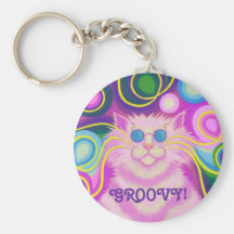 Psy-cat-delic Pink 'Groovy' keychain