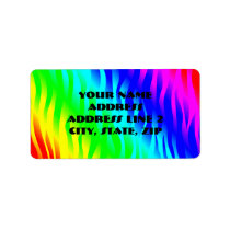 Psychadelic flaming rainbow colors personalized address label