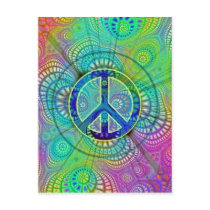 Psychadelic Peace Sign postcards by Rave_On Psychadelic Peace Sign postcards
