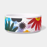 Psychedelic 60s Red Green Flowers Pattern Dog Bowl