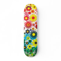 Psychedelic 60s Red Green Flowers Pattern Skate Decks