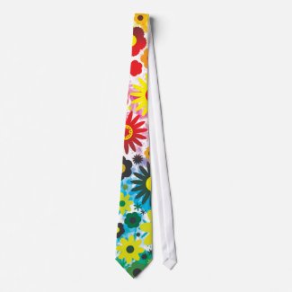 Psychedelic 60s Red Green Flowers Pattern tie