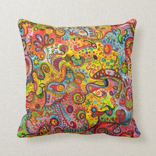 Psychedelic Abstract Art Pillow Zazzle