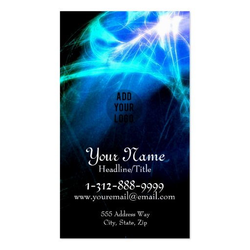 Psychedelic Blue Burst Fractals Business Card (front side)