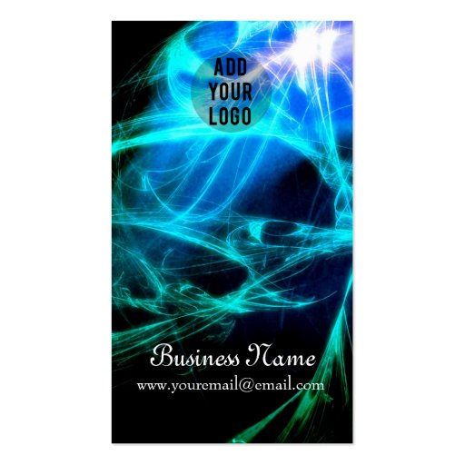 Psychedelic Blue Burst Fractals Business Card (back side)