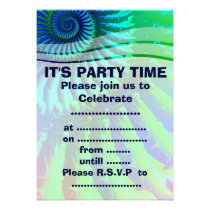 Psychedelic Blue Fractal Art Invite