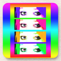 Psychedelic Bright Eyes Beverage Coasters