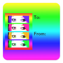 Psychedelic Bright Eyes Gift Tag Stickers