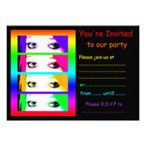 Psychedelic Bright Eyes Party Invitation