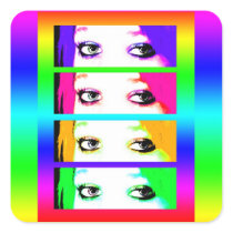 Psychedelic Bright Eyes Stickers