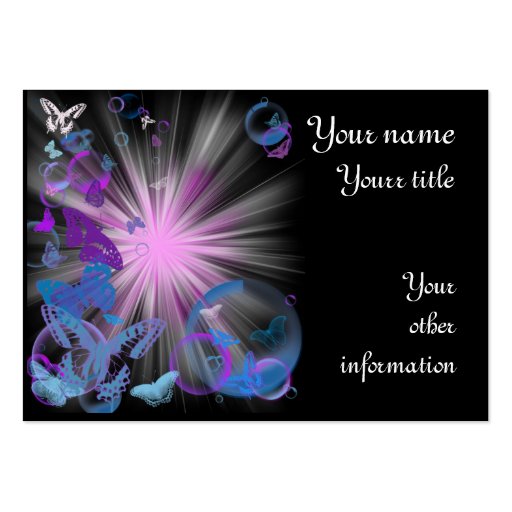 psychedelic butterflies business card template (front side)