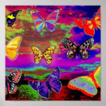 psychedelic Butterflies Poster