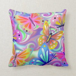 Psychedelic Butterflies Throw Pillow