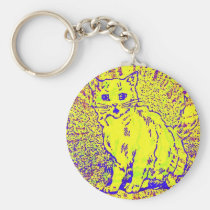 Psychedelic Cat Artwork keychains