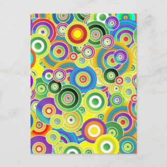 Psychedelic Circles of Colors - Cool Postcard