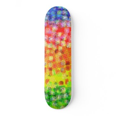 Psychedelic Color Dots: Custom Skateboard by spiritswitchboard