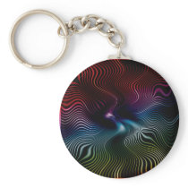 Psychedelic Colored Waves Keychain keychains