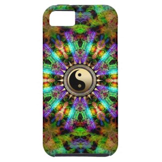 Psychedelic Colours Gold YinYang iPhone4 Case iPhone 5 Case