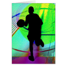 Psychedelic Court Basketball Greeting Card