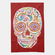 Psychedelic Day of the Dead Kitchen Towel