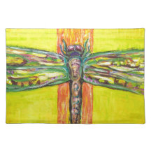 Psychedelic Dragonfly in Paradise Place Mat