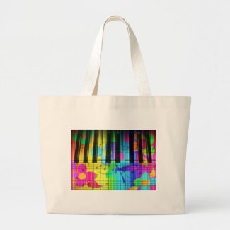 Psychedelic Electric Piano Keyboard and Flowers 

Tote Bag