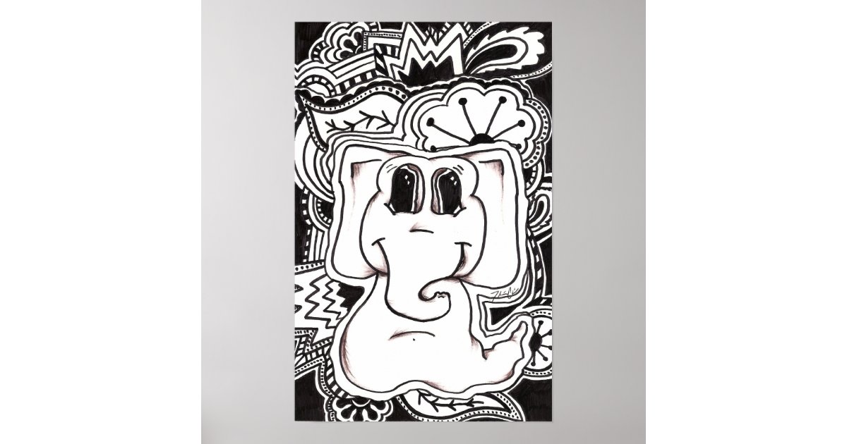 Psychedelic Elephant Poster | Zazzle