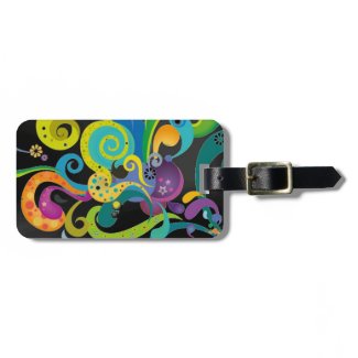 Psychedelic Floral Luggage Tag