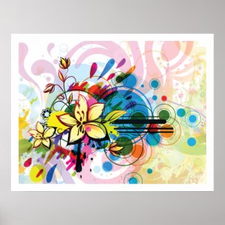 psychedelic flowers abstract poster FROM 14.95 print
