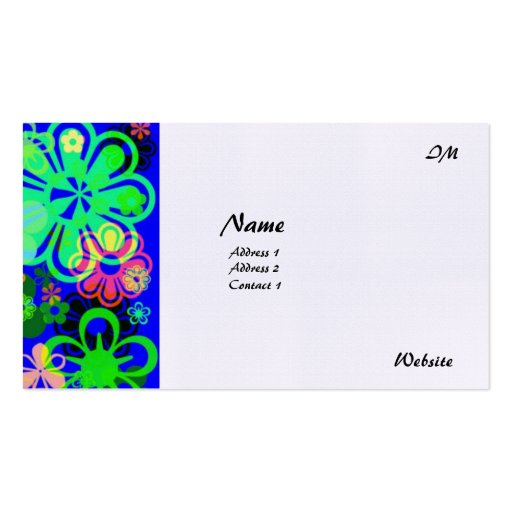 PSYCHEDELIC FLOWERS BUSINESS CARDS - CALLING CARDS (front side)
