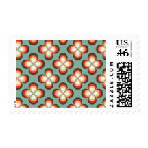Psychedelic flowers postage stamp