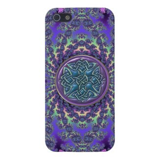Psychedelic Fractal and Purple Blue Celtic Knot Case For iPhone 5
