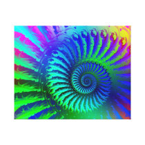 Psychedelic Fractal Blue Pattern Canvas Prints